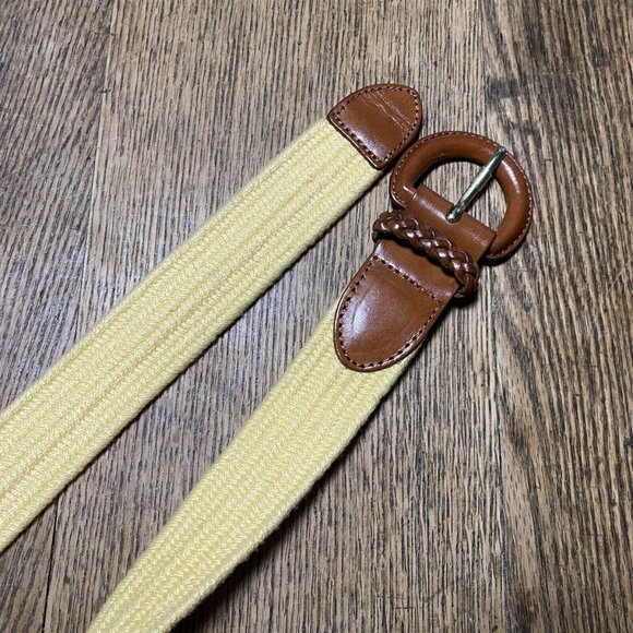 Talbots Vintage Belt Yellow Braided Woven Stretch - Picture 3 of 5